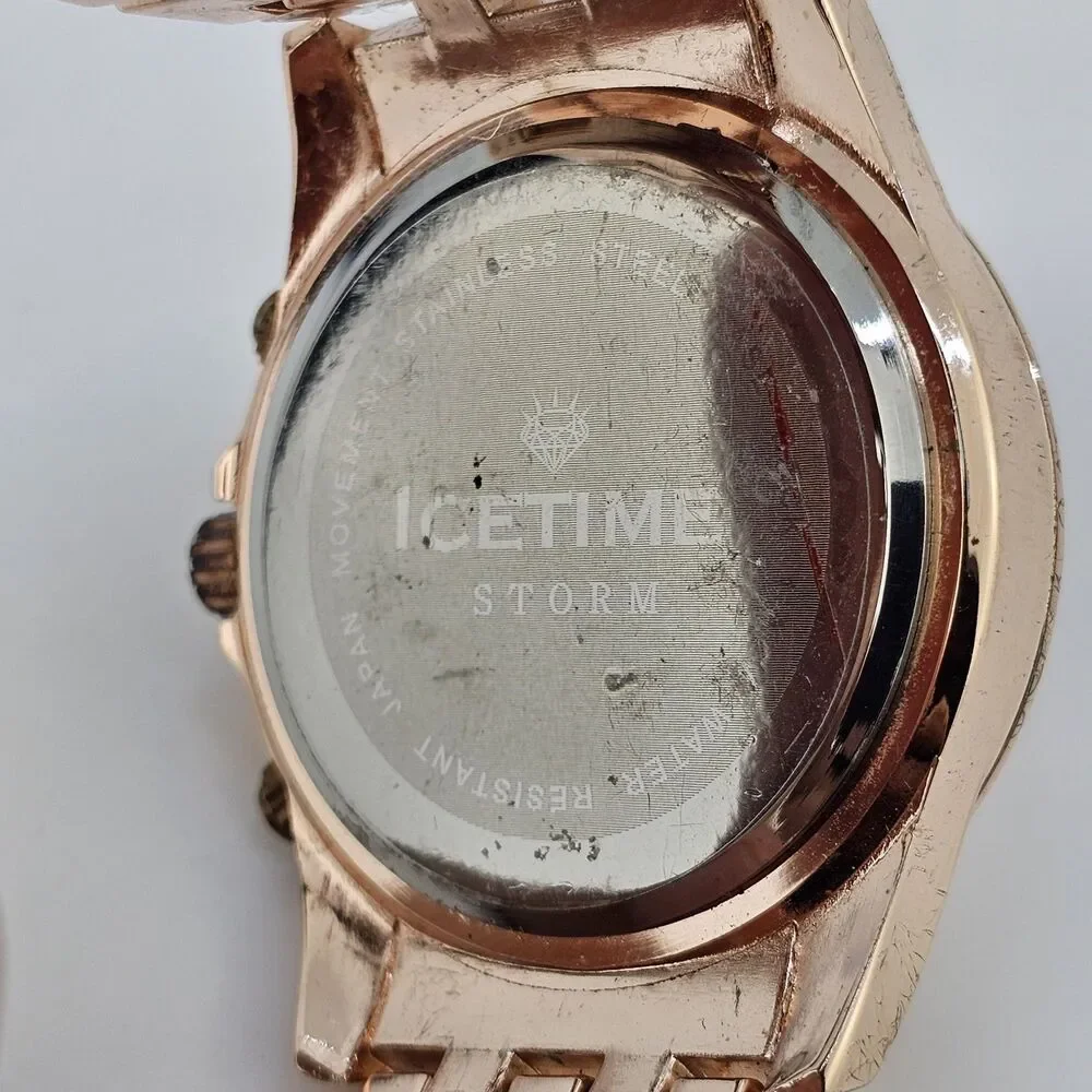 IceTime Storm Men's Watch 46MM Rose Gold Dial Bracelet Band 5.75
